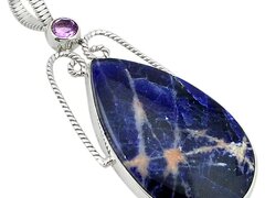 Pandantiv bijuterie din argint 925 cu sodalit si ametist